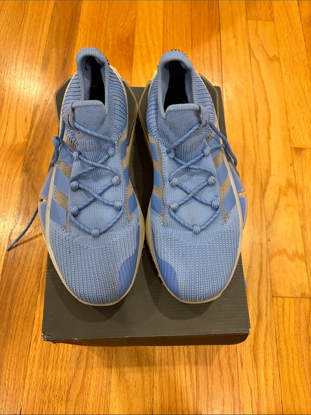 adidas Men's Light Blue Knit Lace-Up Sneakers